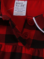 Children's Plaid Ruffle Hem Long Sleeve Dress 