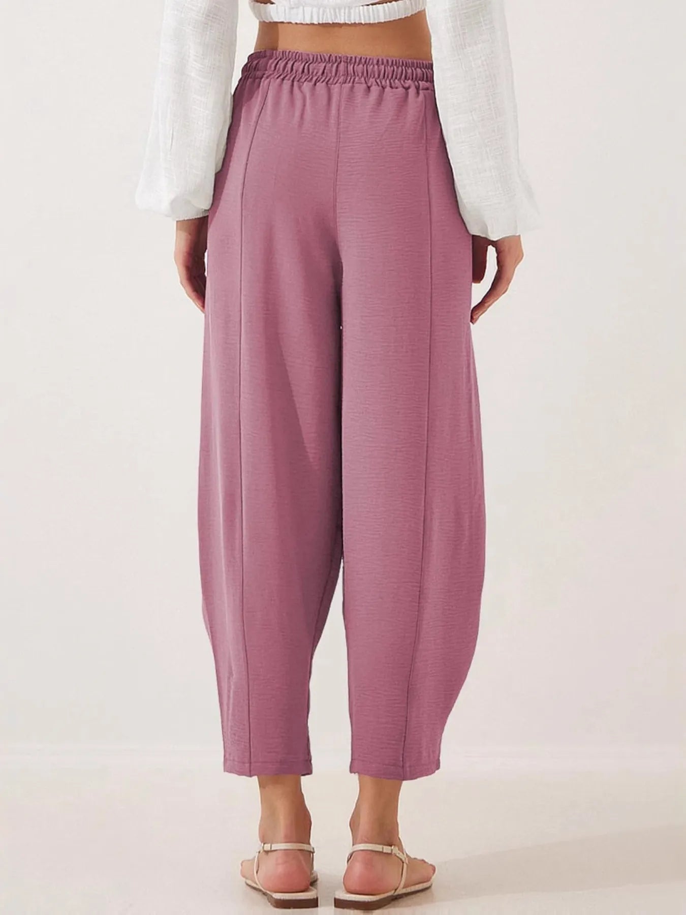 Full Size Drawstring Wide Leg Cropped Pants Plus Size 