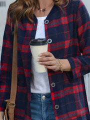 Plus Size Plaid Button-Down Longline Shirt 