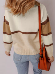 Color Block Zipped Collared Sweater 
