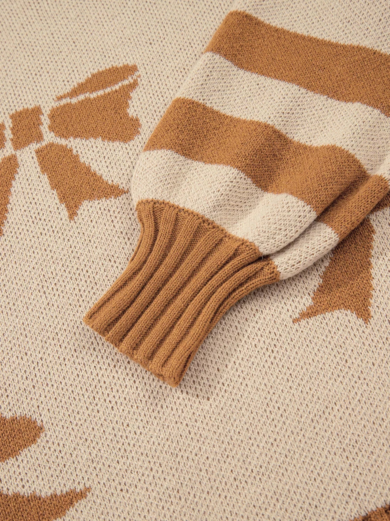 Ribbon Bow Checkered Striped Sleeve Drop Shoulder Sweater 