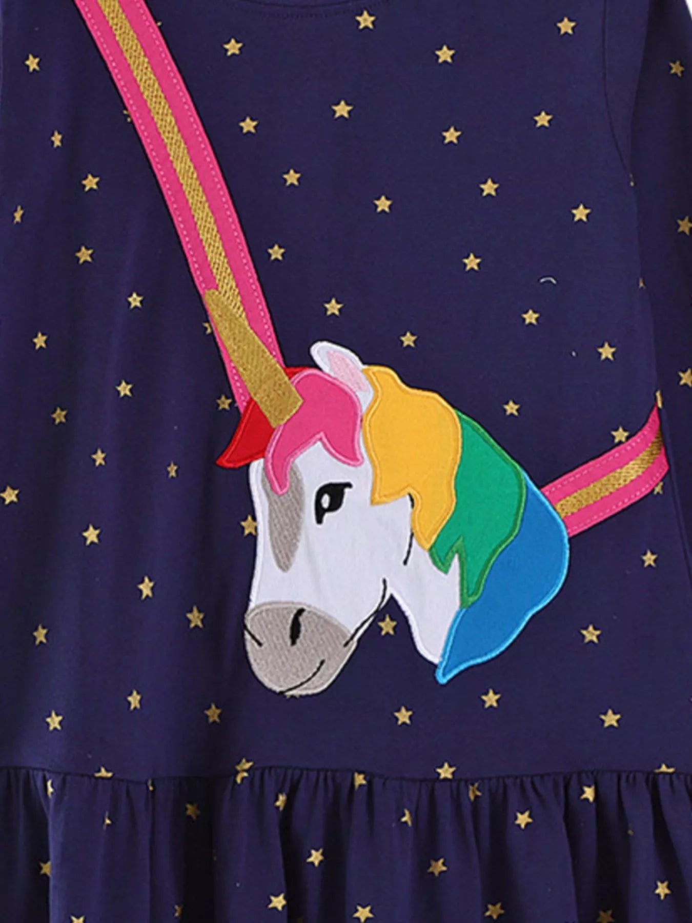 Children's Embroidered Unicorn Long Sleeve Dress 