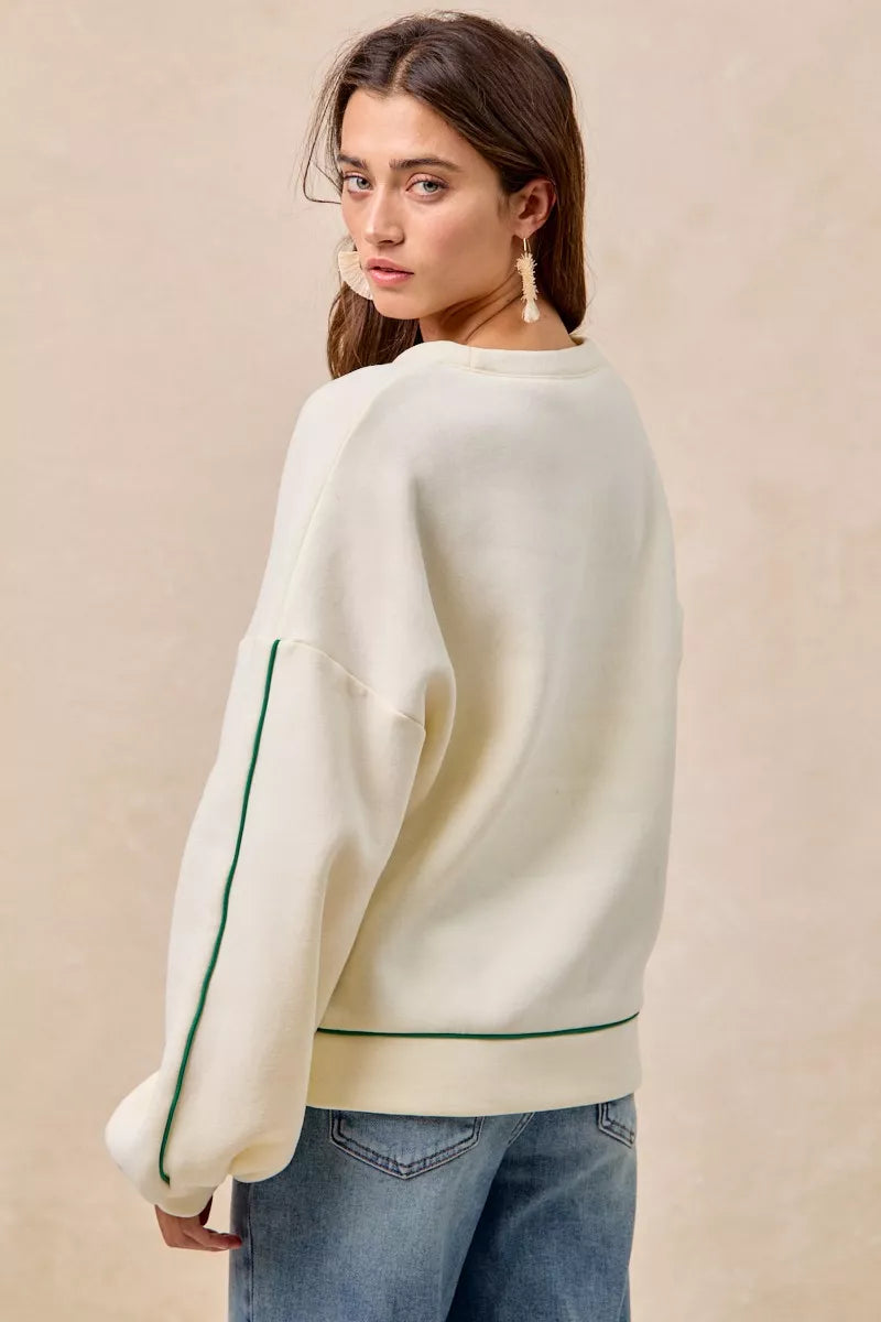 BiBi Cactus Embroidered Fleece Sweatshirt 