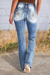 Star Embroidered Bootcut Jeans 