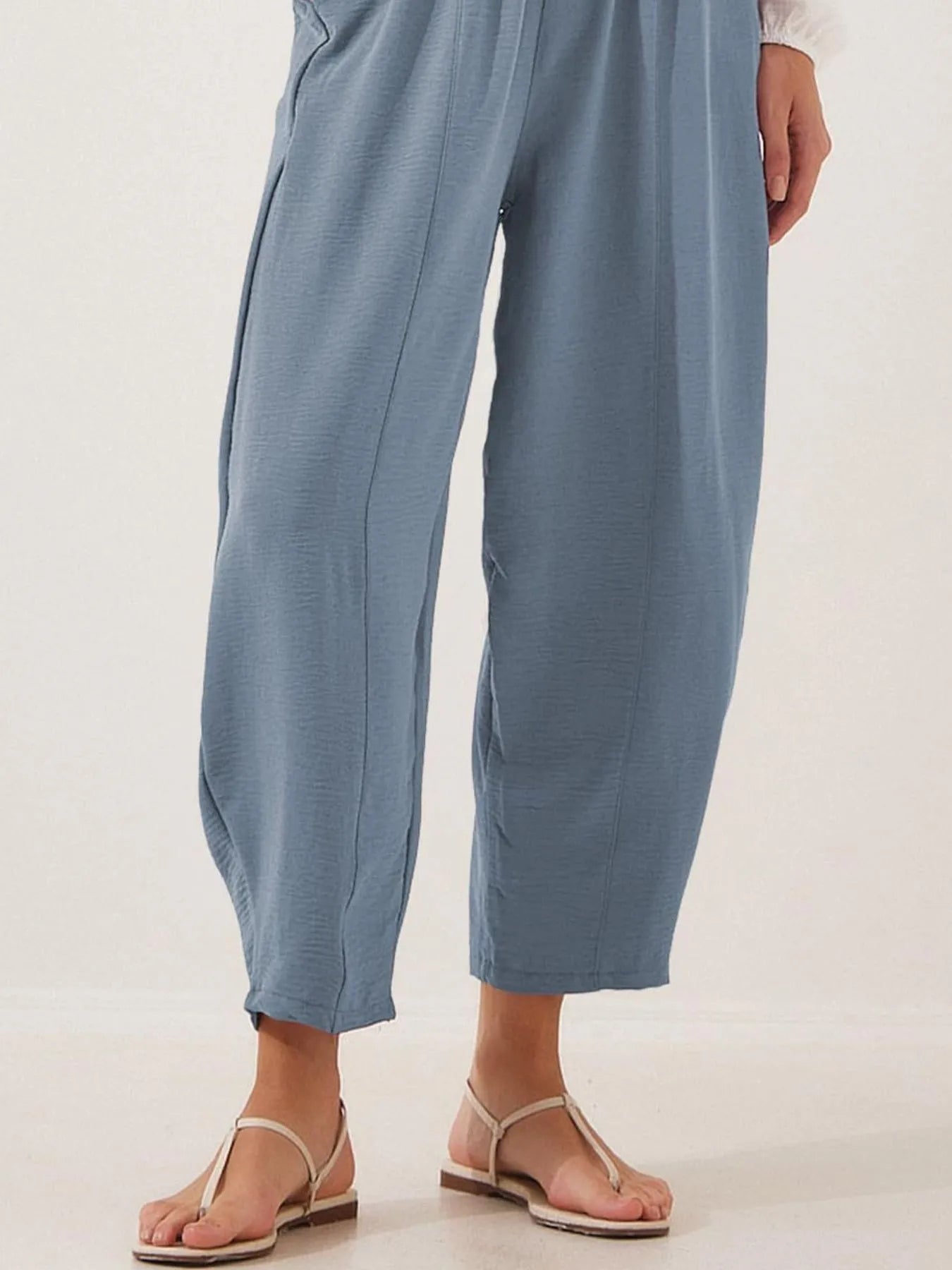Full Size Drawstring Wide Leg Cropped Pants Plus Size 