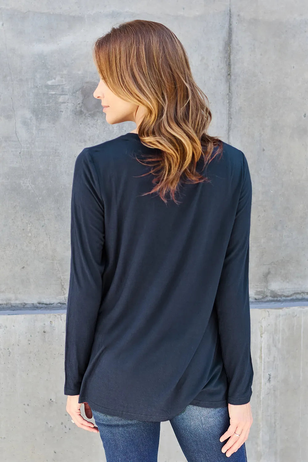 Basic Bae Full Size V-Neck Long Sleeve Top 
