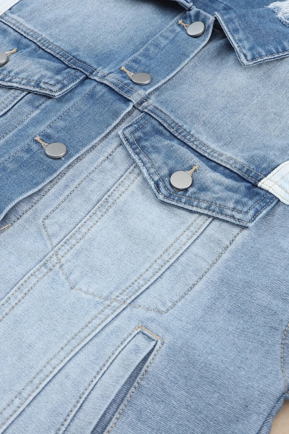 Distressed Button Up Drop Shoulder Denim Jacket 