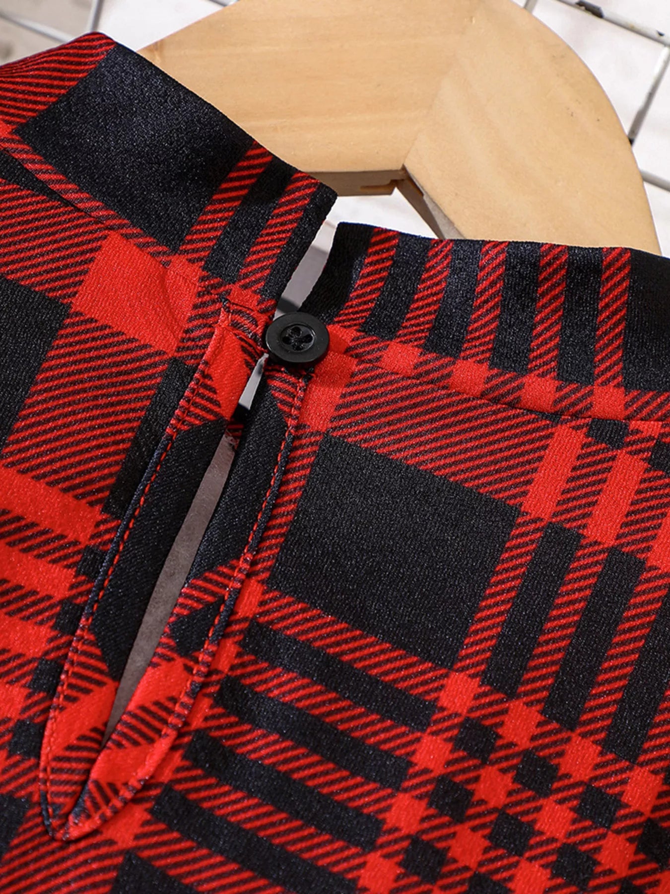 Children's Plaid Print Long Sleeve Dress 