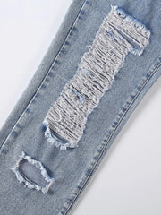 Distressed Raw Hem Jeans 