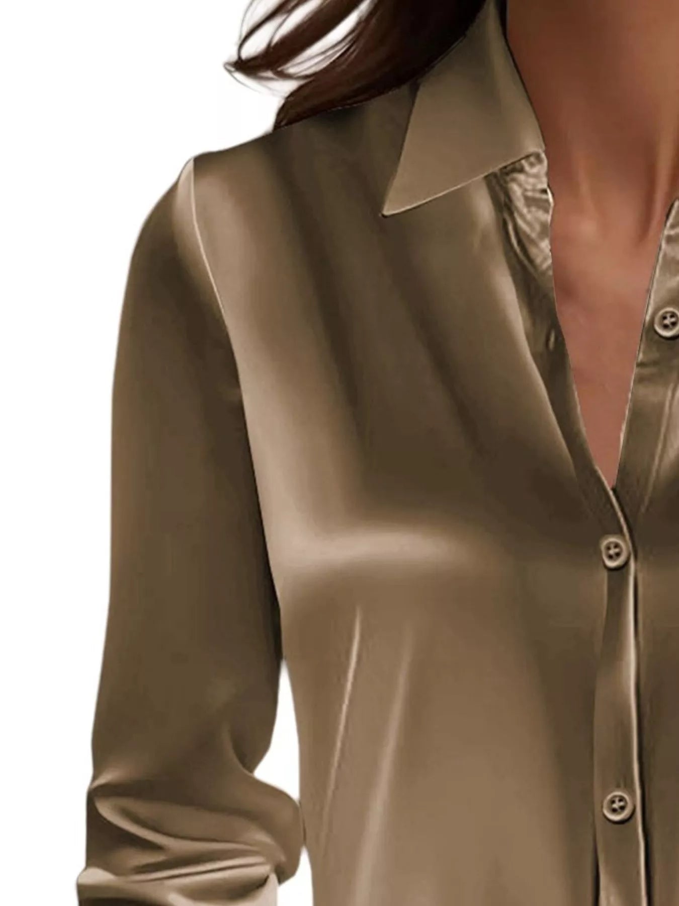 Full Size Button Down Collared Neck Long Sleeve Shirt Plus Size 