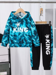 Children's King Letter Lightning Hoodie & Pants Set 