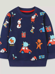 Children's Christmas Print Crew Neck Sweatshirt 