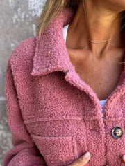 Full Size Single-Breasted Sherpa Shacket Plus Size 