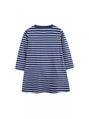 Children's Dog Striped Long Sleeve Dress 