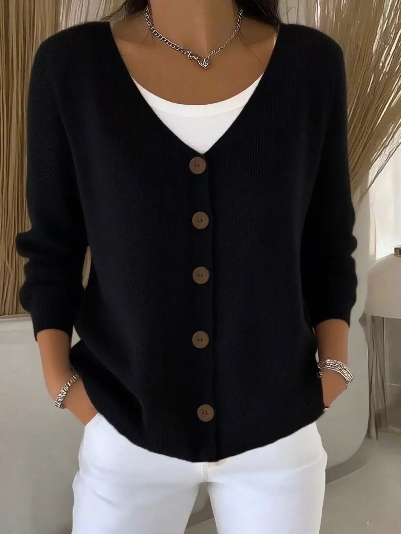 Full Size V-Neck Button-Down Knit Cardigan Plus Size 