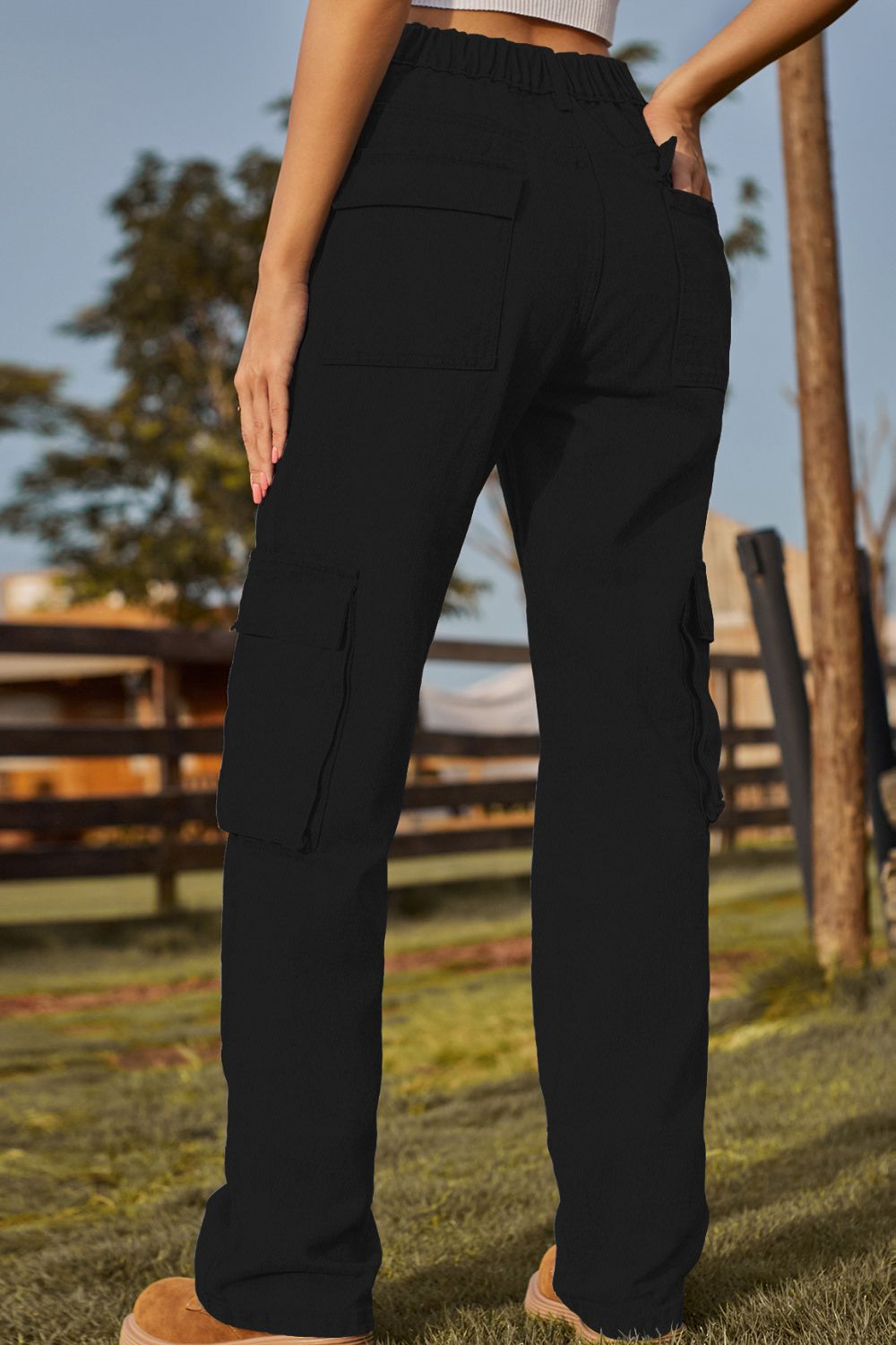 Loose Fit Long Jeans with Pockets 
