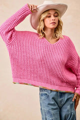 BiBi V-Neck Sweater with Colorful Trim 