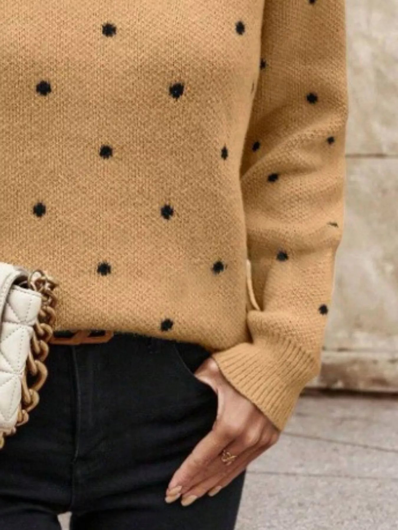 Polka Dot Round Neck Sweater 