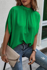 Tie Back Slit Half Sleeve Blouse 