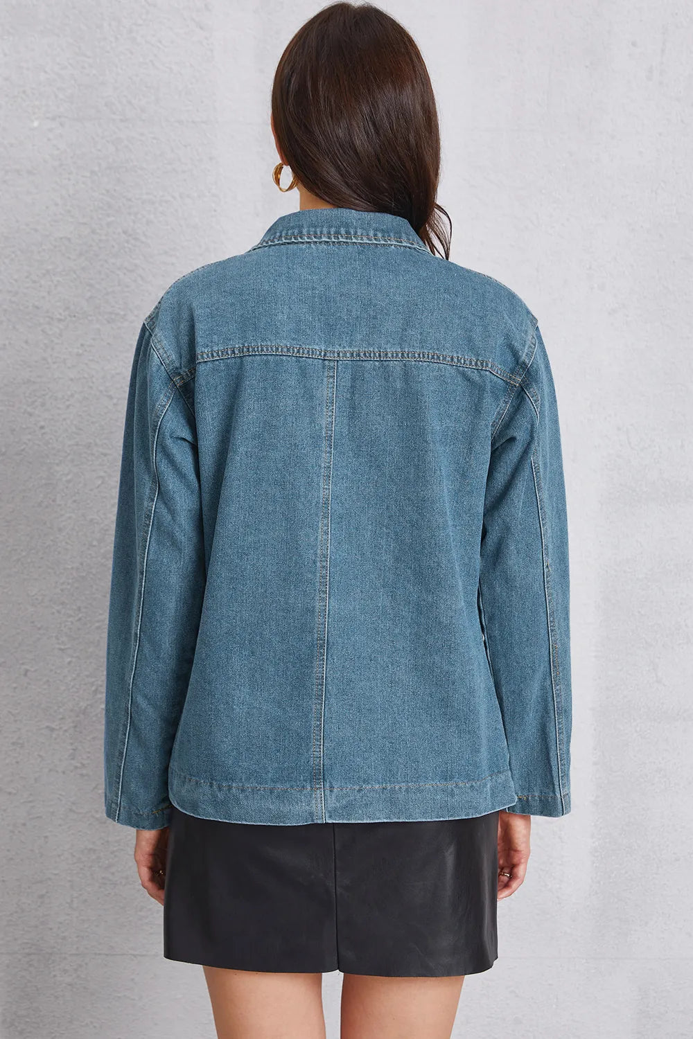 Pocketed Button Up Denim Jacket 