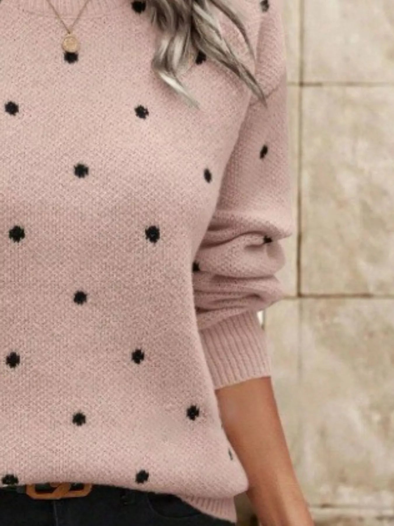 Polka Dot Round Neck Sweater 