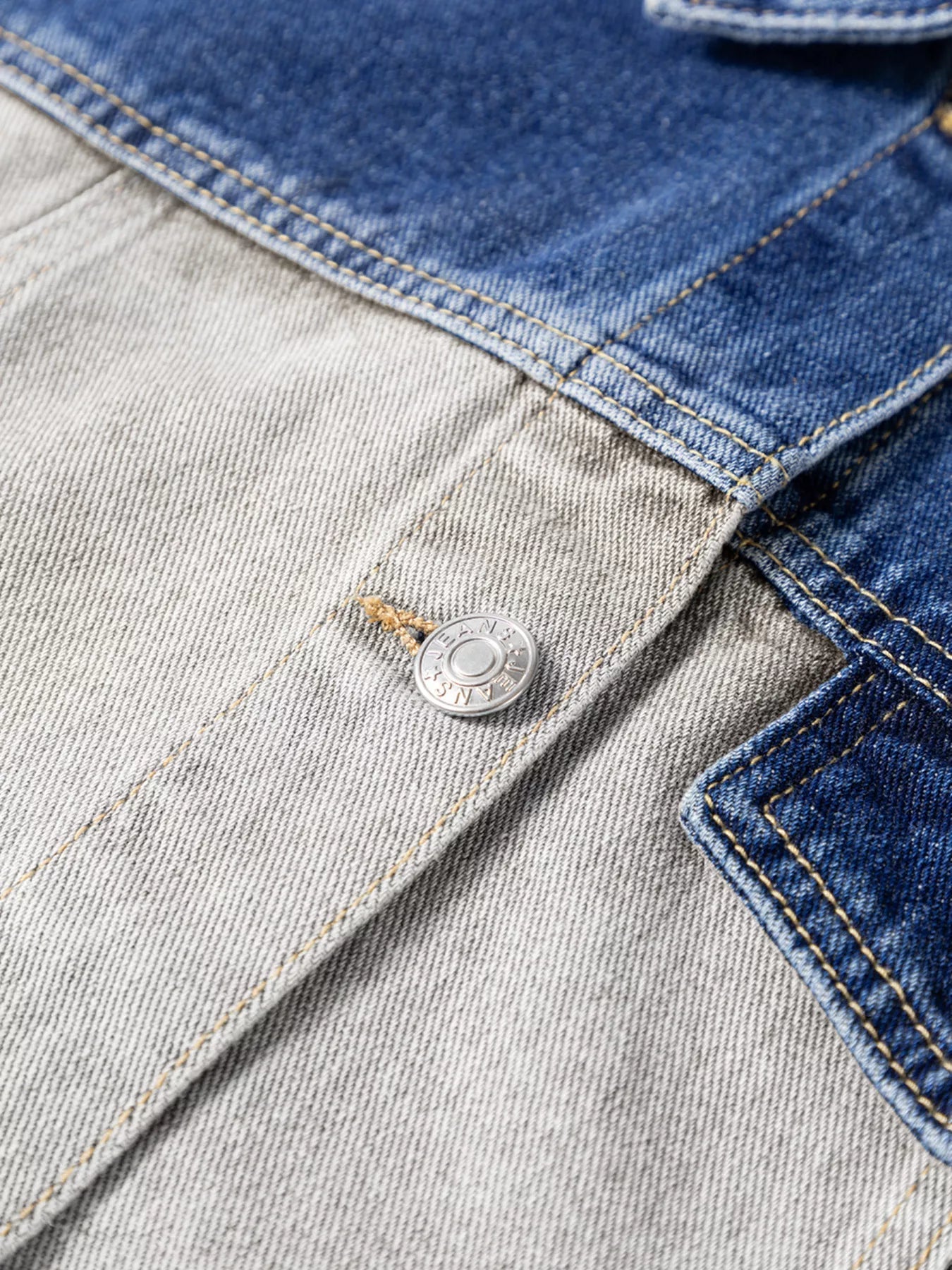 Color Block Patchwork Raw Hem Denim Jacket 