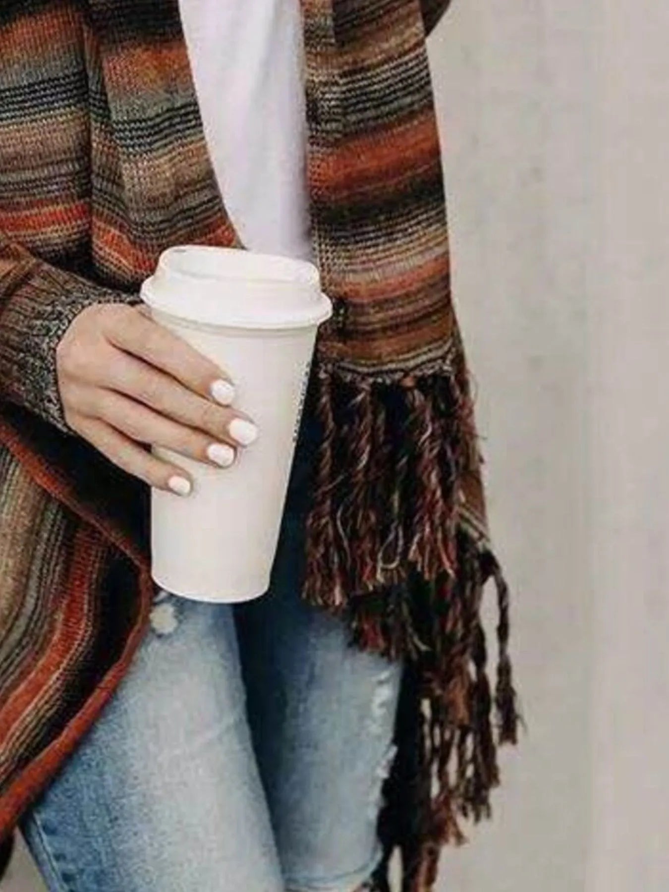 Fringe Long Sleeve Wrap Cardigan 