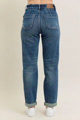 Judy Blue Full Size HW Vintage Wash Jeans w/ Drawstring Plus Size 