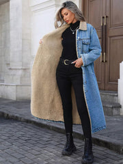 Sherpa Lined Longline Denim Jacket 