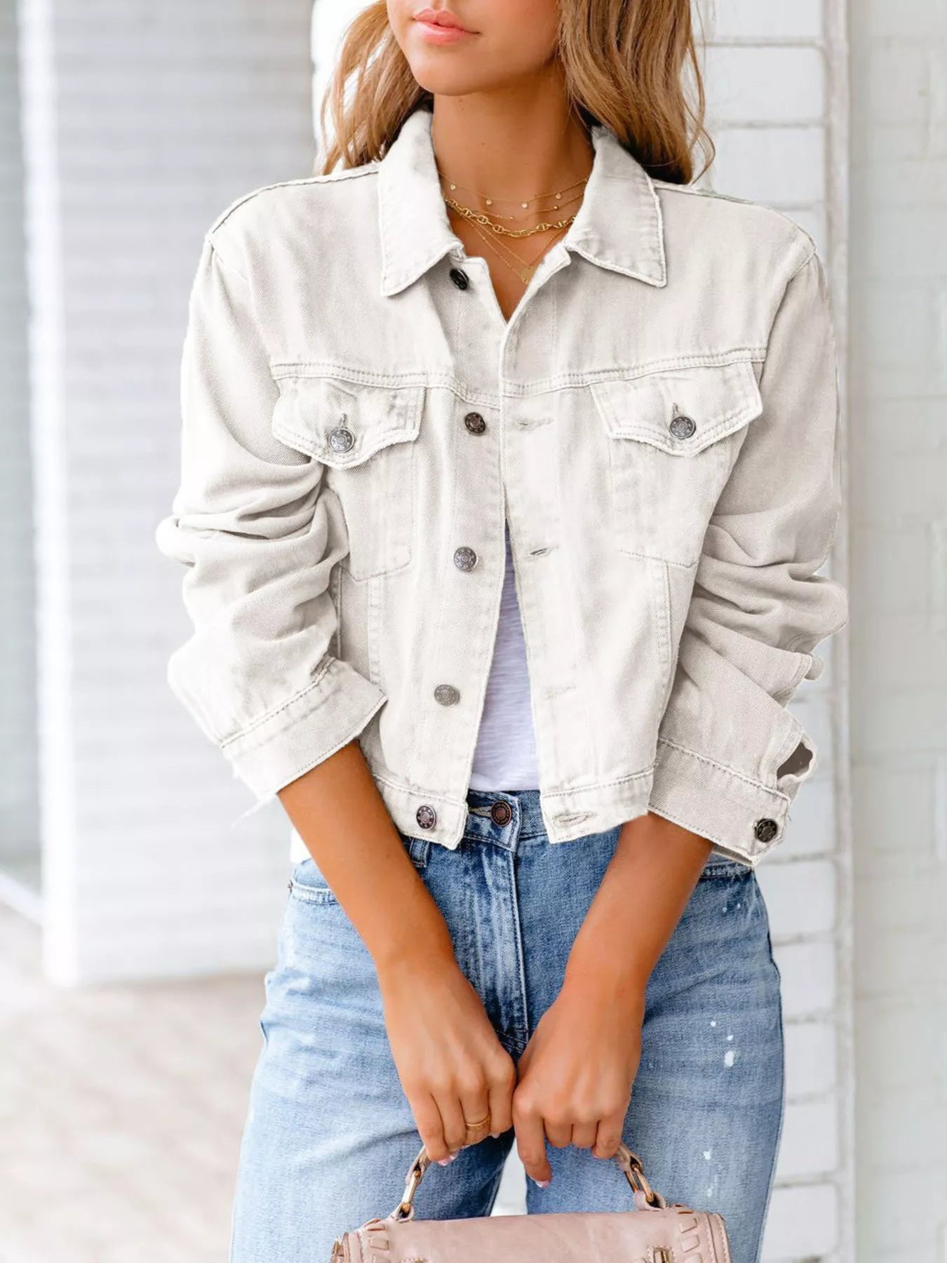 Button Up Long Sleeve Denim Jacket 