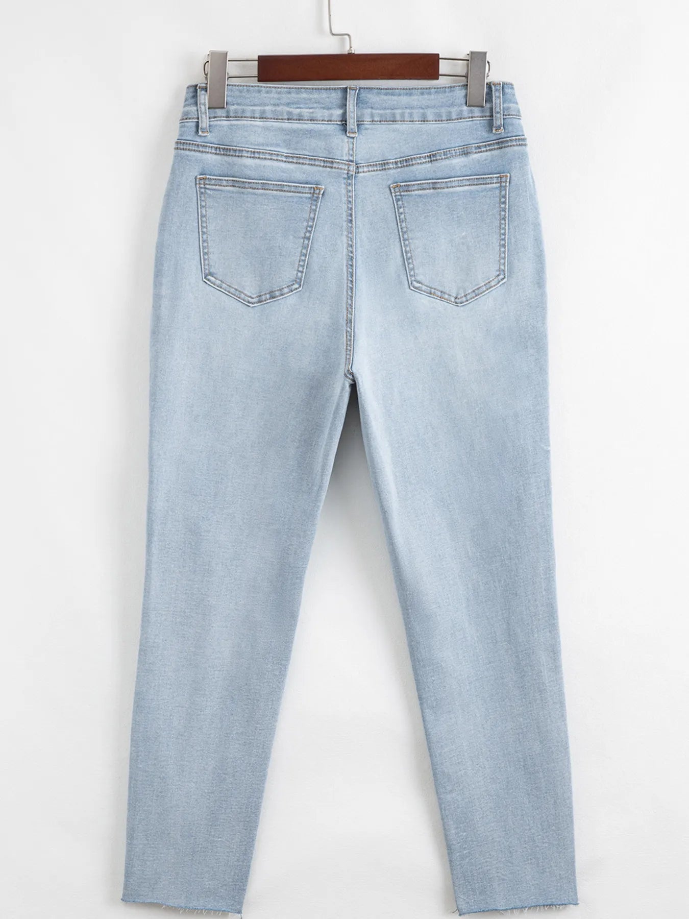 Mid Rise Ankle-Length Distressed Skinny Jeans 