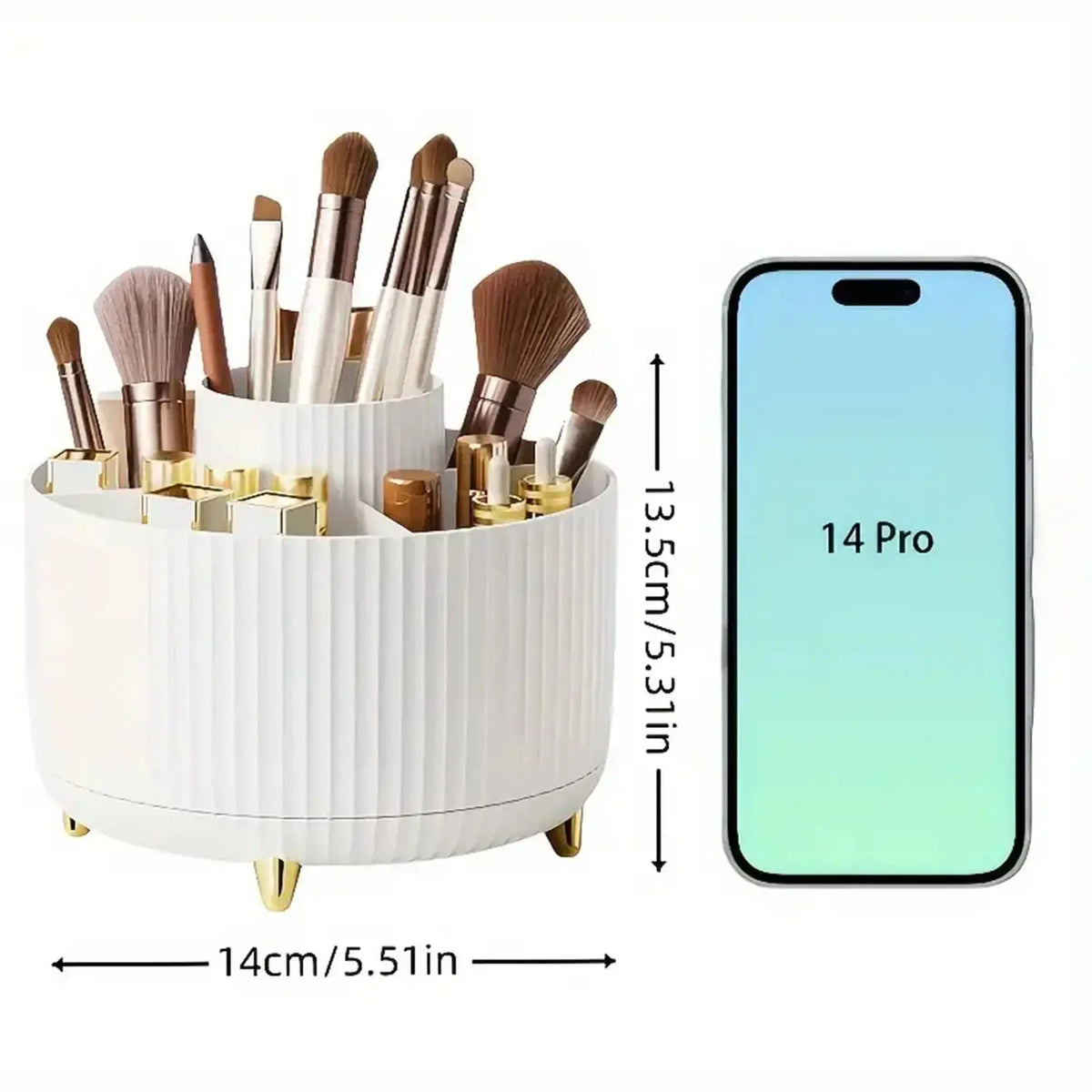 360° Rotating Makeup Organizer – Plastic Cosmetic Storage with 5 Compartments dylinoshop