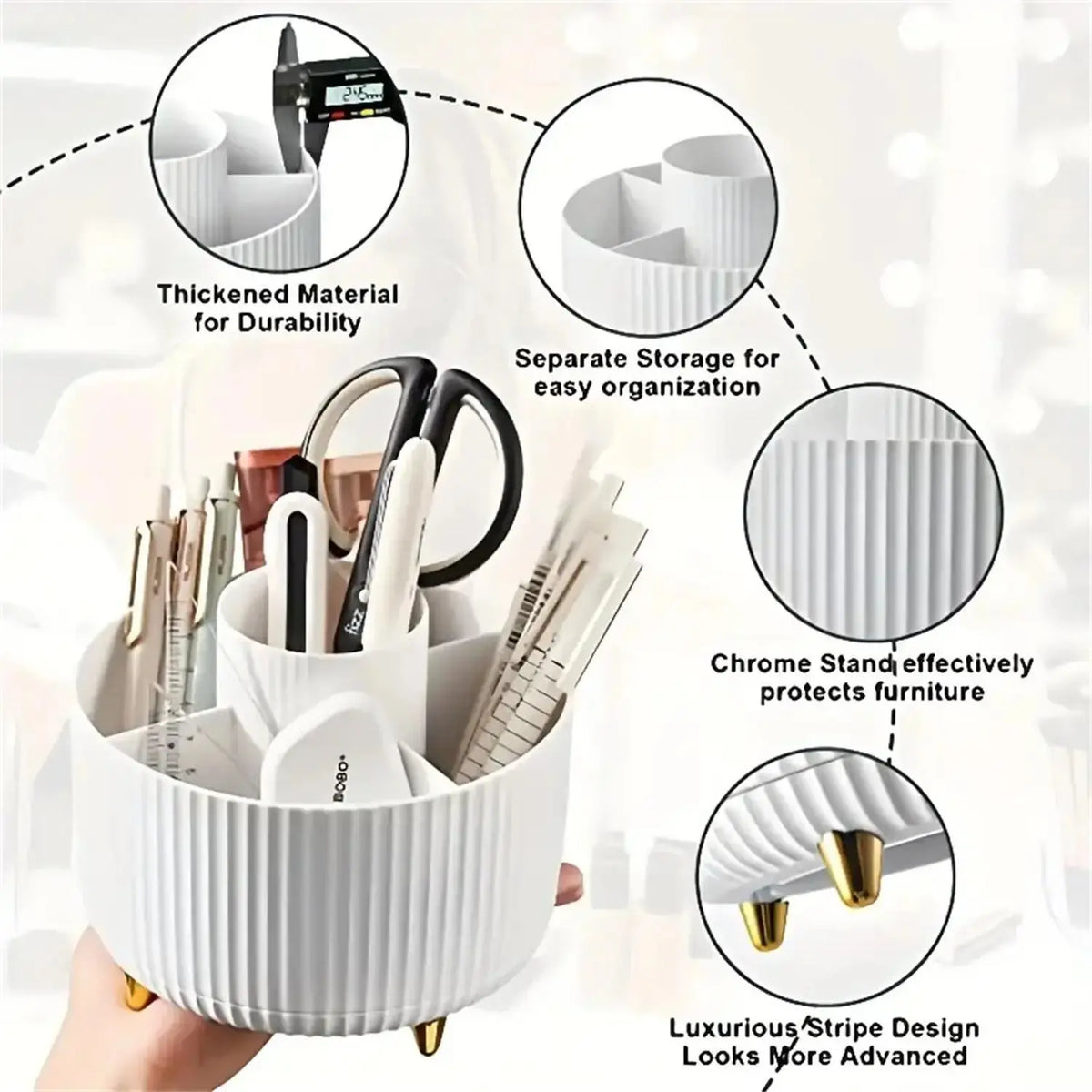 360° Rotating Makeup Organizer – Plastic Cosmetic Storage with 5 Compartments dylinoshop
