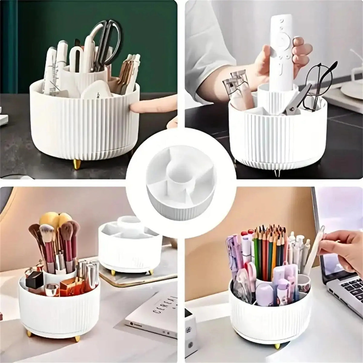 360° Rotating Makeup Organizer – Plastic Cosmetic Storage with 5 Compartments dylinoshop