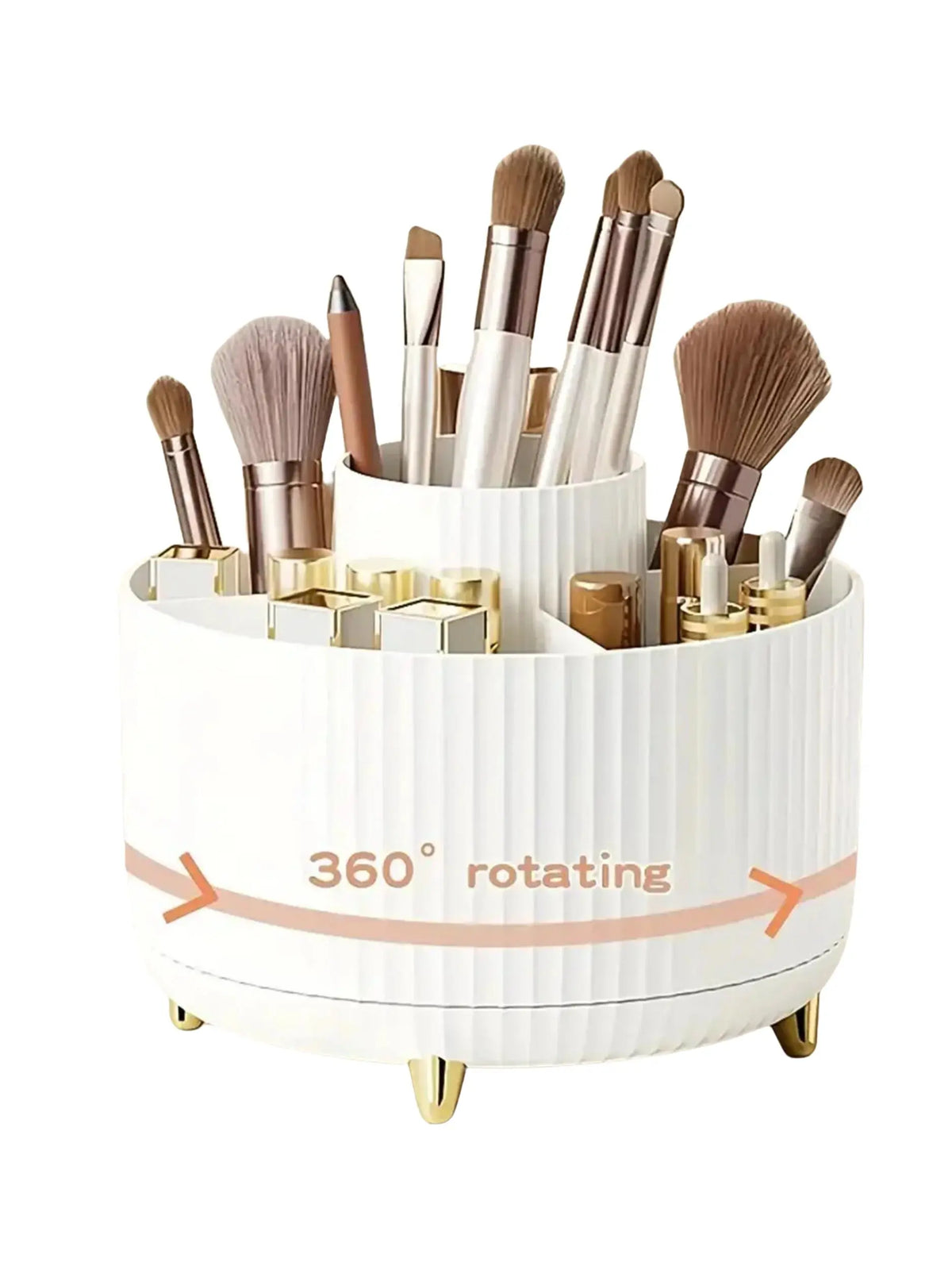 360° Rotating Makeup Organizer – Plastic Cosmetic Storage with 5 Compartments dylinoshop
