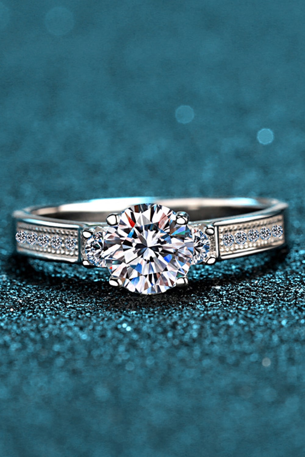 Lucky Charm Moissanite Rhodium-Plated Ring 