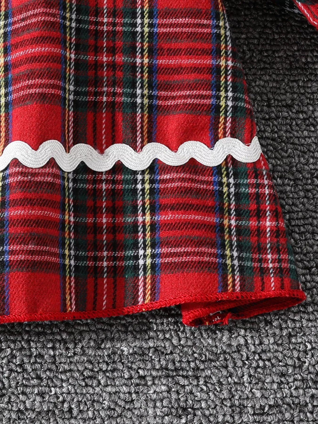 Children's Christmas Plaid Long Sleeve Dress 