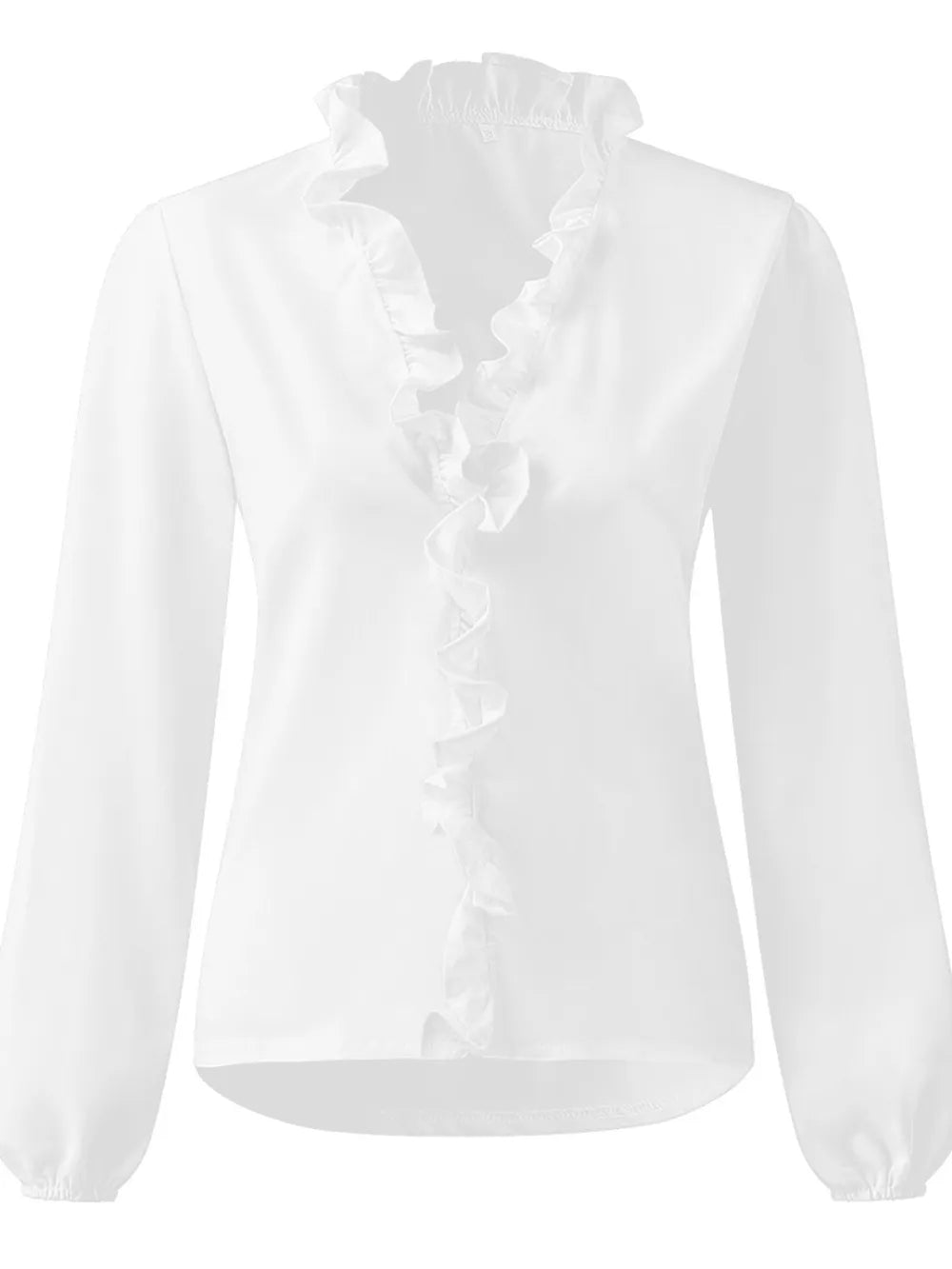 Ruffled V-Neck Long Sleeve Blouse 