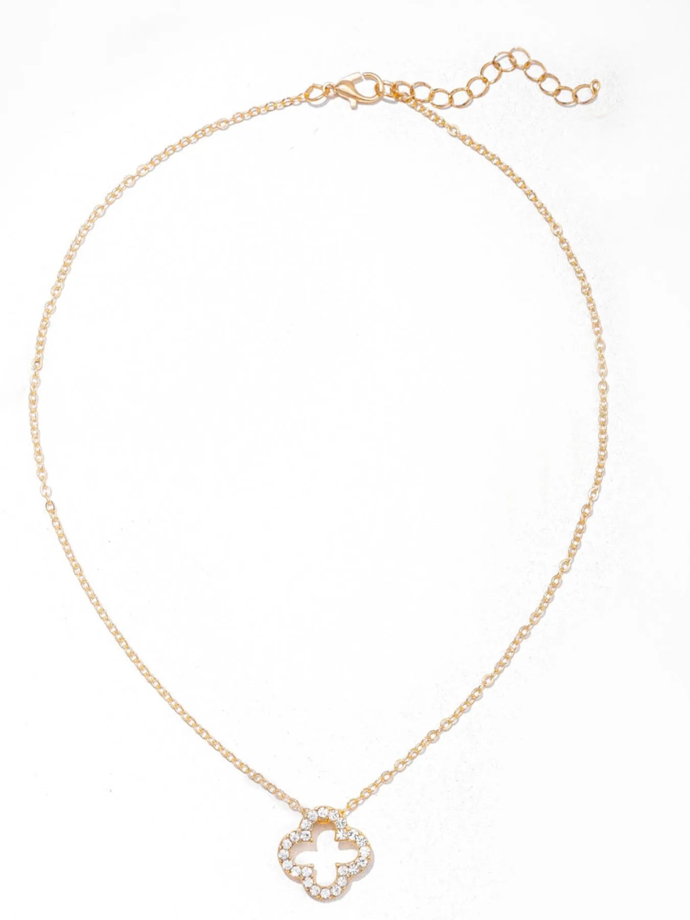 Inlaid Zircon Clover Pendant Necklace 