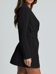 Lapel Collar Tie Waist Blazer 