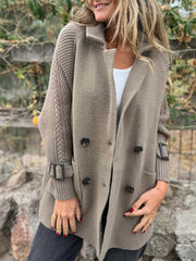 Full Size Texture Knit Longline Coat Plus Size 