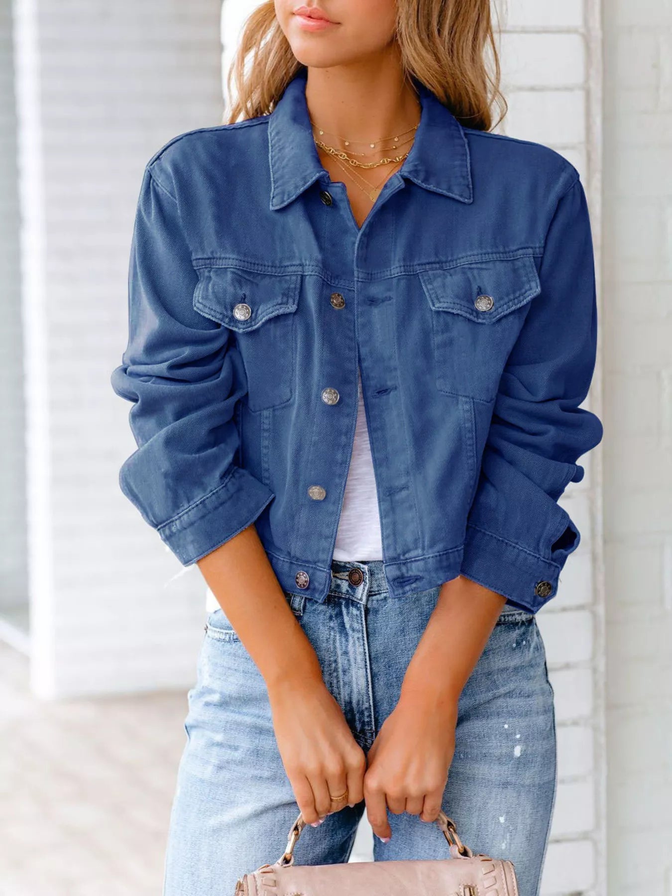 Button Up Long Sleeve Denim Jacket 