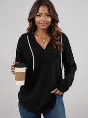 Full Size Drawstring Long Sleeve Hoodie Plus Size 