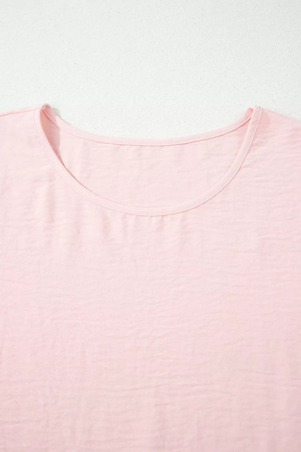 Solid Color Ruffle Trim Short Sleeve Blouse 