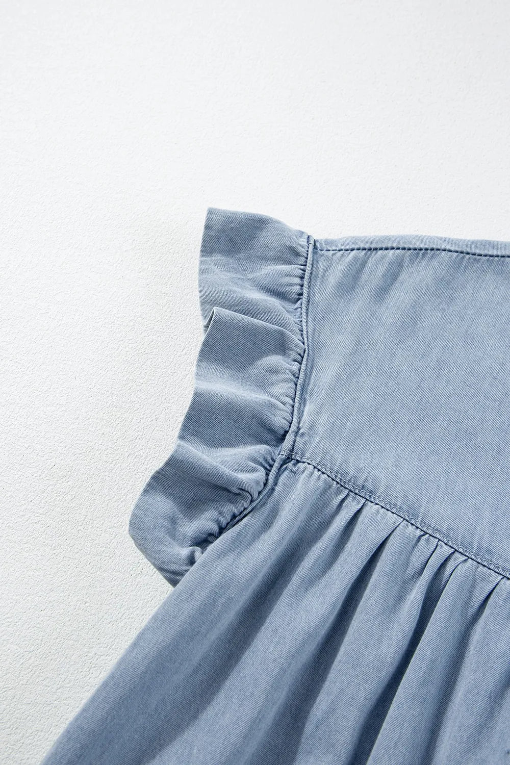 Ruffle Cap Sleeve Tiered A-line Denim Dress 