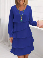 Full Size Layered Long Sleeve Mini Dress Plus Size 