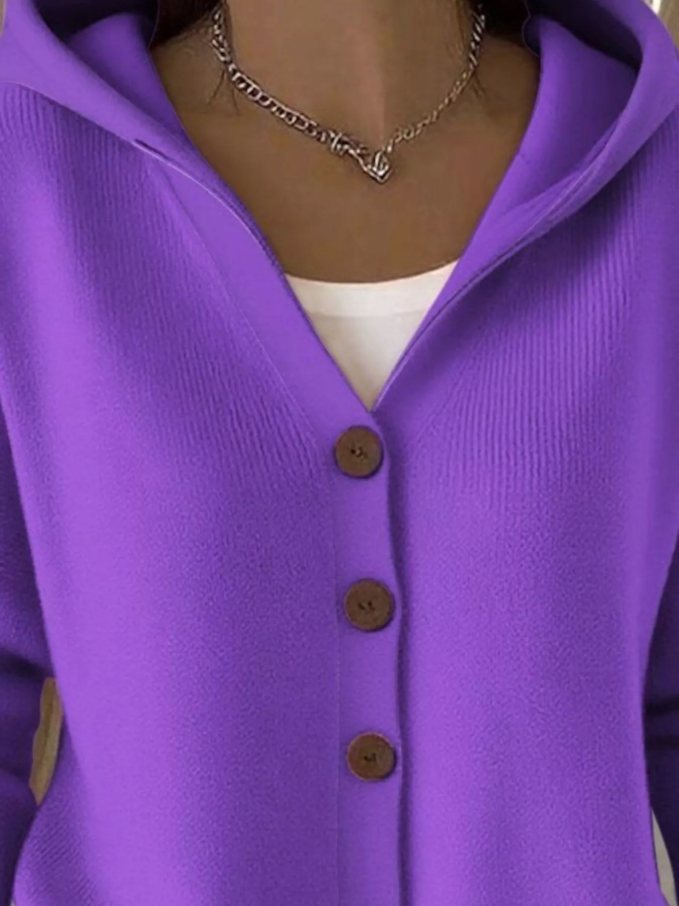 Full Size Hooded Button-Front Soft Knit Cardigan Plus Size 