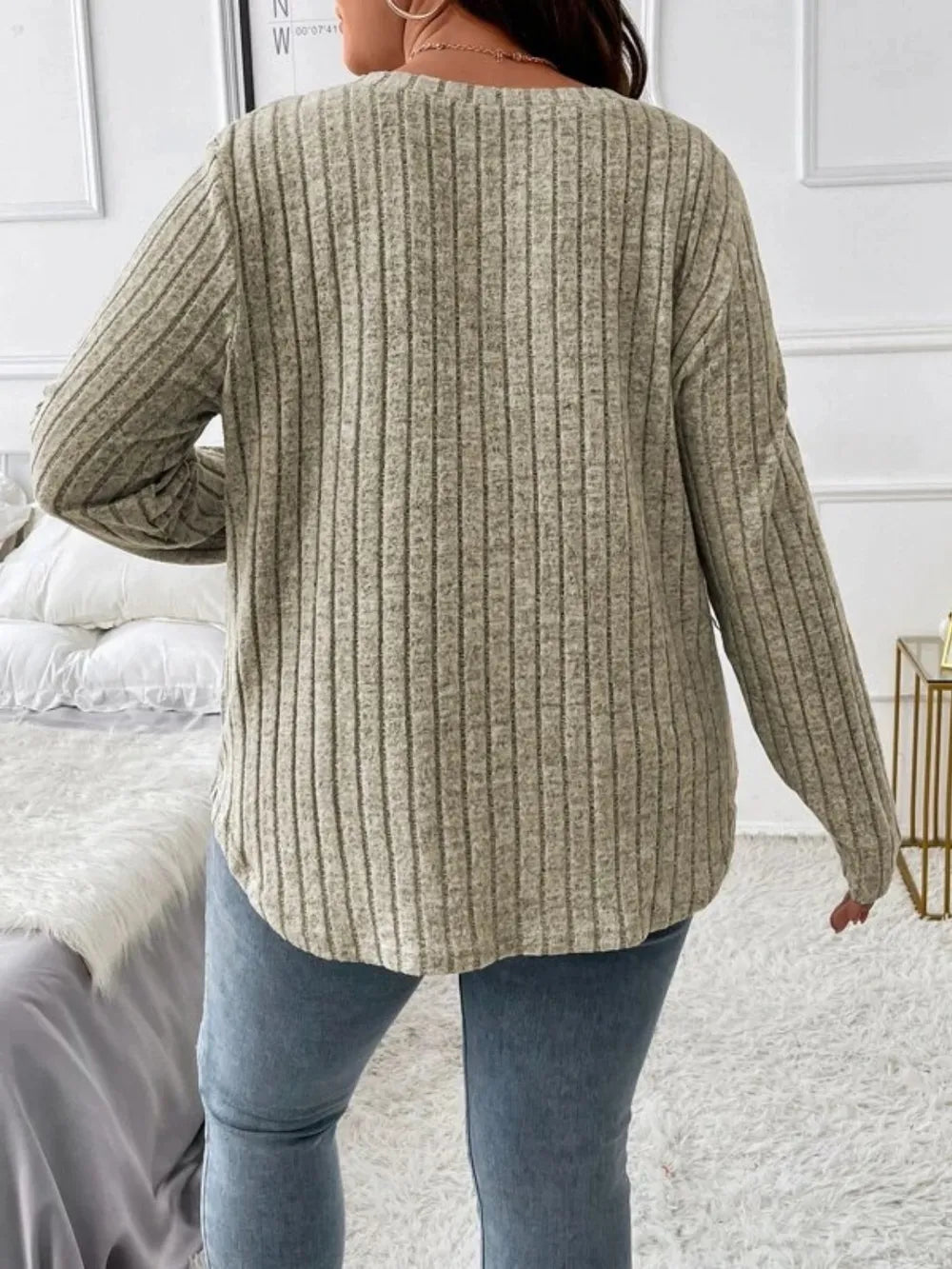 Plus Size V-Neck Long Sleeve T-Shirt 