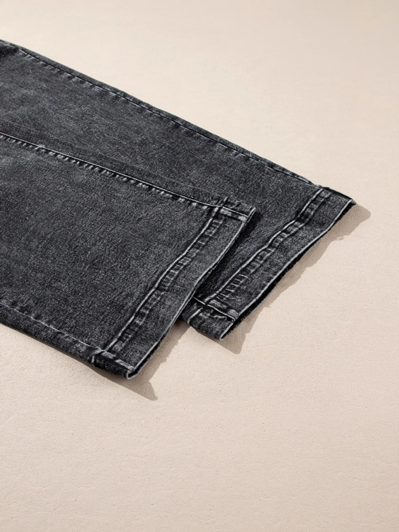 High-Waisted Wide Leg Washed Jeans 