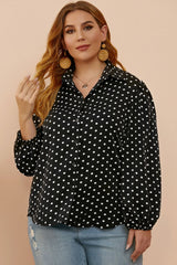 Plus Size Polka Dot Balloon Sleeve Shirt 